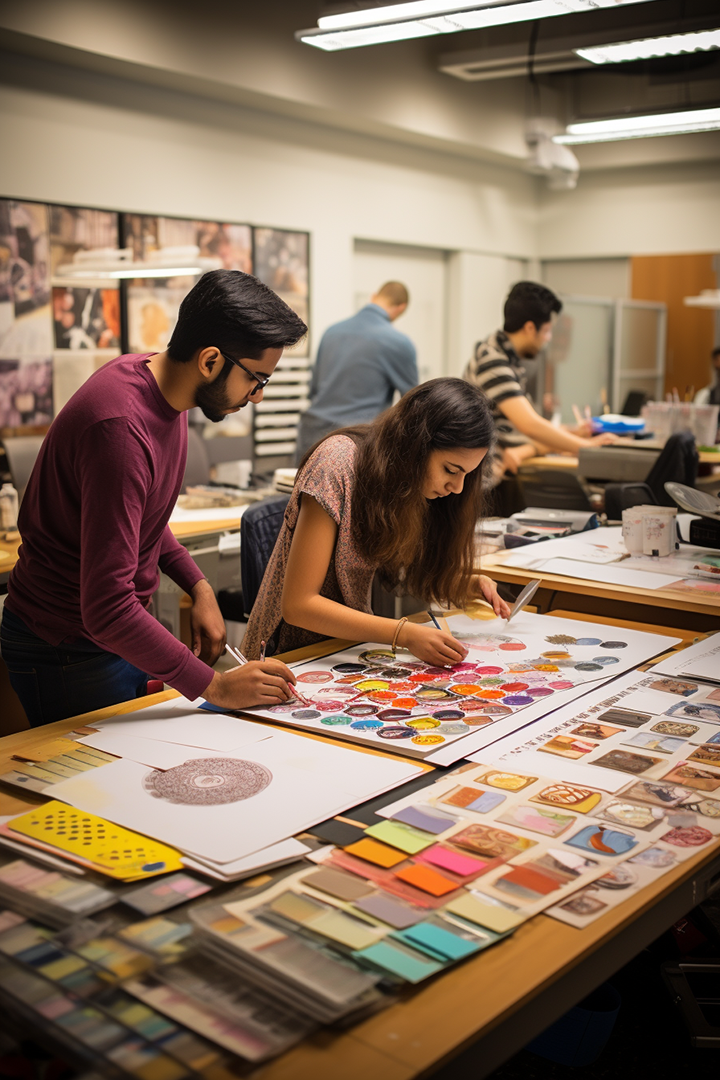 Students during graphic design courses